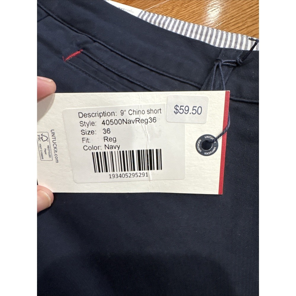 UNTUCKit Men's 9" Chino Shorts Size 36 Navy NEW Flat Front Summer Casual - Picture 2 of 7